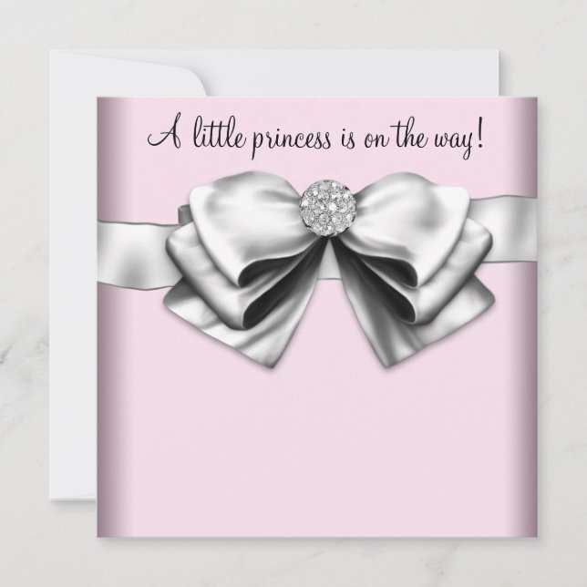 Convite Chá de Bebê Princesa Rosa Elegante (Frente)
