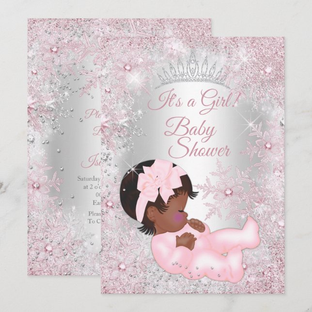 Convite Chá de Bebê Princesa Rosa País das Maravilhas de I (Frente/Verso)