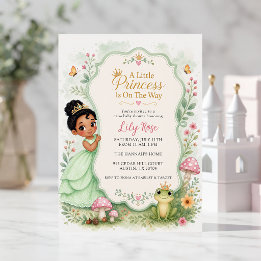 Convite Chá de Bebê Princesa Sapo Aquarela