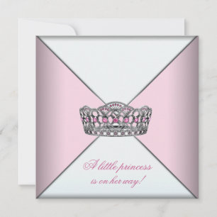Convite Chá de Bebê Princesa Tiara de Diamante Rosa