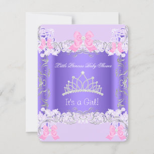 Convite Chá de Bebê Princesinha Rosa Roxo Cinza