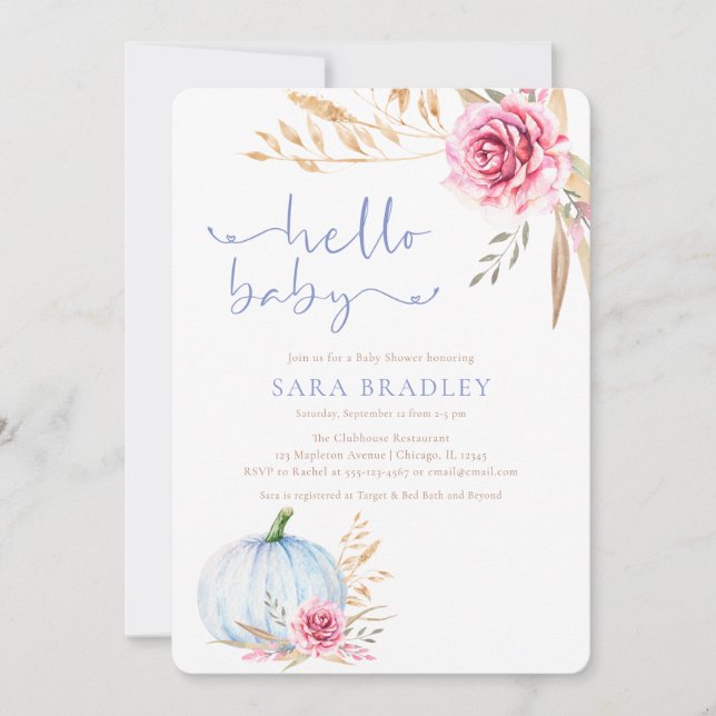 Convite Chá de bebê Pumpkin no outono russo (Frente)