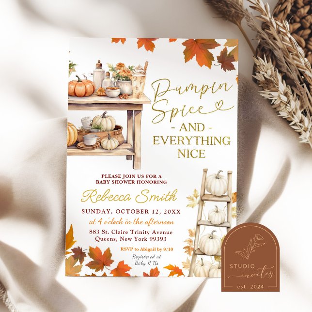 Convite Chá de Bebê Pumpkin Spice e Tudo Mais Adorável (Criador carregado)