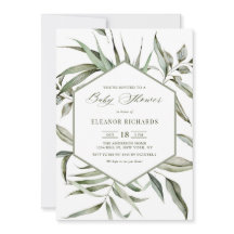 Chá de Bebê Quadro de Vegetação Aquarela Rústica