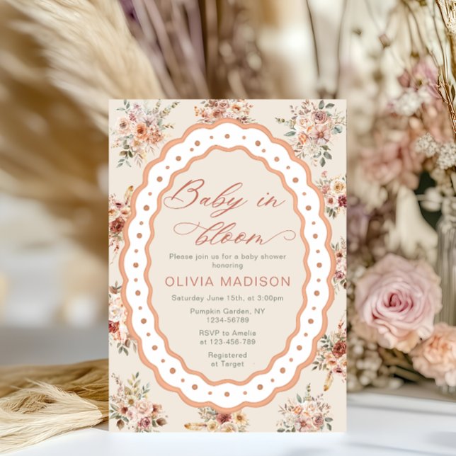 Convite Chá de Bebê Quadro Floral (Criador carregado)