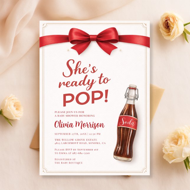 Convite Chá de Bebê Ready to Pop Soda Arco Vermelho (Criador carregado)