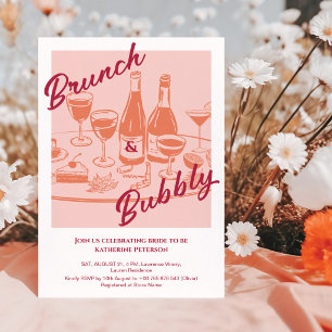 Convite Chá de Bebê Retro Amarelo “Brunch & Bubbly”