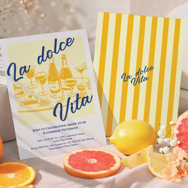 Convite Chá de Bebê Retro Amarelo “La dolce vita” (Criador carregado)