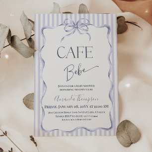 Convite Chá de Bebê Retro Café Azul Bebê Menino