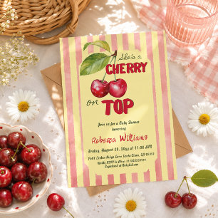 Convite Chá de Bebê Retro Cherry Cafe