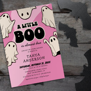 Convite Chá de Bebê Retrô de Halloween Little Boo