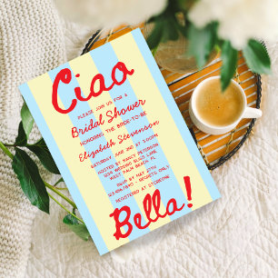 Convite Chá de Bebê Retro Manuscrito Pôr do Sol Italiano