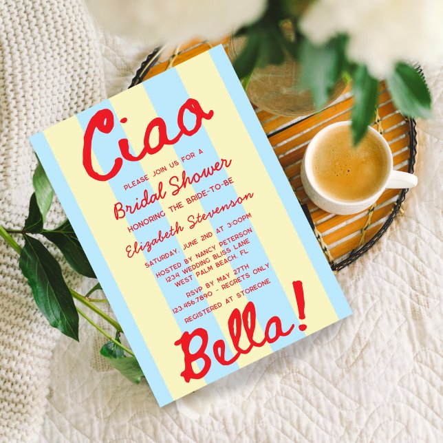 Convite Chá de Bebê Retro Manuscrito Pôr do Sol Italiano (Criador carregado)