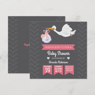 Convite Chá de Bebê Retrô Menina personalizado