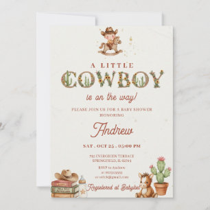 Convite Chá de Bebê Rodeio Western Cowboy Pessoal