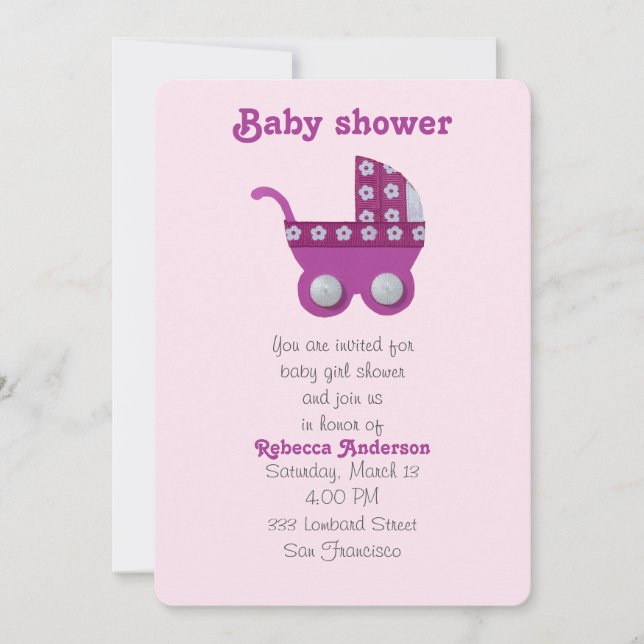 Convite Chá de bebê rolo rosa escuro (Frente)