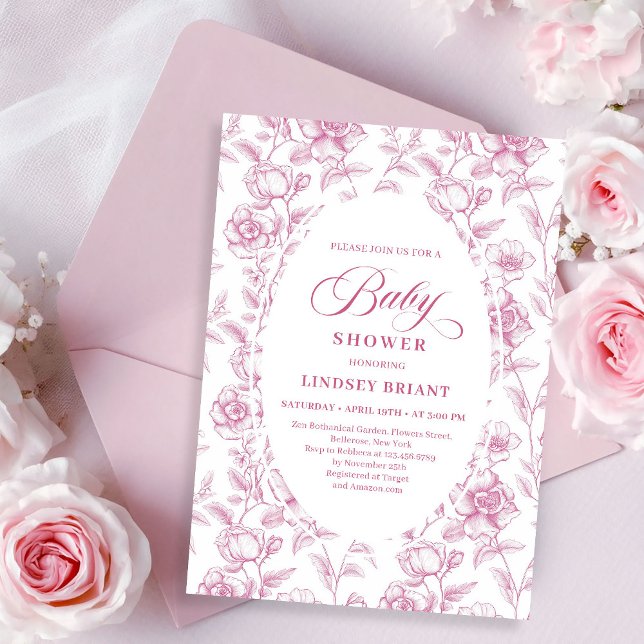 Convite Chá de Bebê Romântico Boho Bege Rosa Flores Rosas (Romantic Blush Pink Floral Roses Baby Shower Invitation)