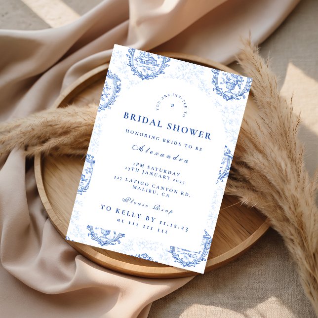 Convite Chá de Bebê Romântico em Toile Azul (Criador carregado)