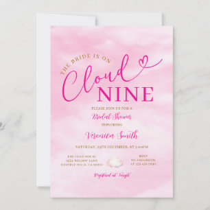 Convite Chá de Bebê Romântico Rosa Elegante Nove Nuvens