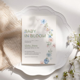 Convite Chá de Bebê Rosa Azul Pastel Primavera Bebê em Flo