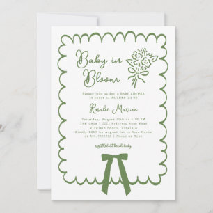 Convite Chá de Bebê Rosa Bebê em Flor Desenho Coquete