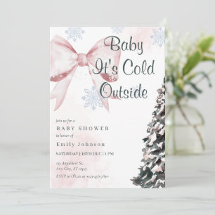 Convite Chá de Bebê Rosa Bebê Está Frio Lá Fora Menina
