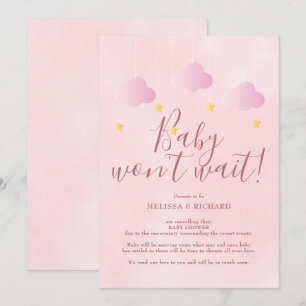 Convite Chá de Bebê Rosa Bebê Menina Baby Não Vai Esperar