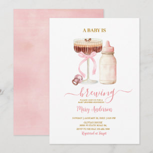 Convite Chá de Bebê Rosa Blush - Um Bebê Está Sendo Prepar