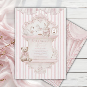 Convite Chá de Bebê Rosa Caprichoso Elegante