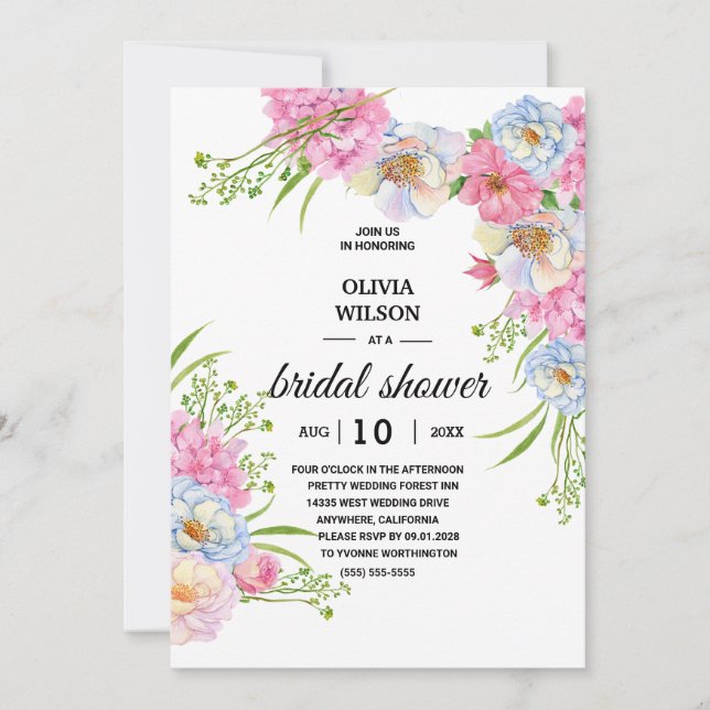 Convite Chá de Bebê Rosa Dourado Verde Borgonha Casamento (Frente)