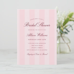 Convite Chá de Bebê Rosa Listrado Simples e Elegante