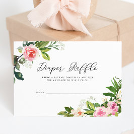 Convite Chá de Bebê Rosa Suave Floral Rifas de Fraldas