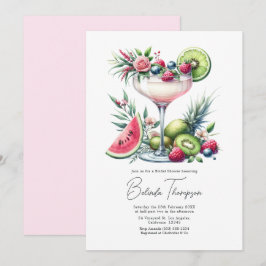 Convite Chá de Bebê Rosa Tropical Floral Cor de Rosa Brida