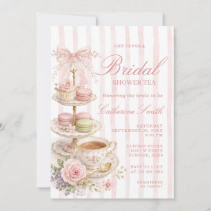 Convite Chá de Bebê Rosa Vintage Coquete Bridal Shower