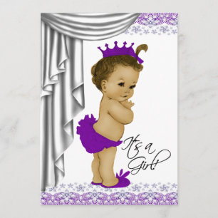 Convite Chá de Bebê Roxo e Cinza Doce Bebê