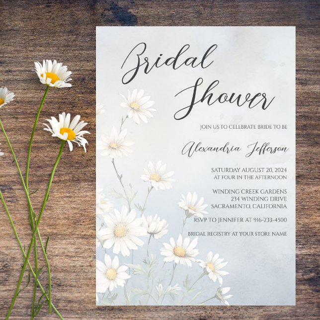 Convite Chá de Bebê Rustic Daisies  (Criador carregado)