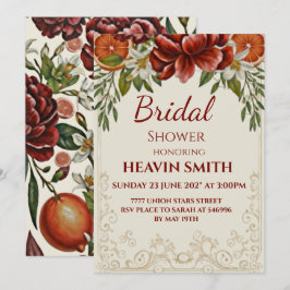 Convite Chá de Bebê Rústico com Citrinos e Florais de Buru