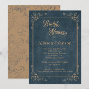 Convite Chá de Bebê Rústico com Quadro Negro Azul Marinho 