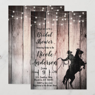 Convite Chá de Bebê Rústico de Madeira Country Cowboy