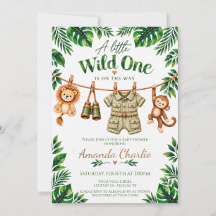 Convite Chá de Bebê Safari Bebê Selvagem em Aquarela