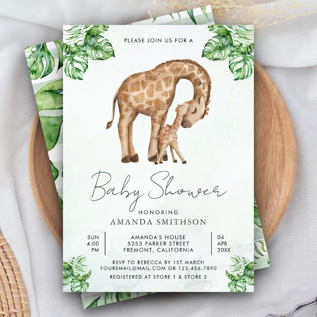 Convite Chá de Bebê Safari da Mamãe e do Bebê Girafa (Criador carregado)