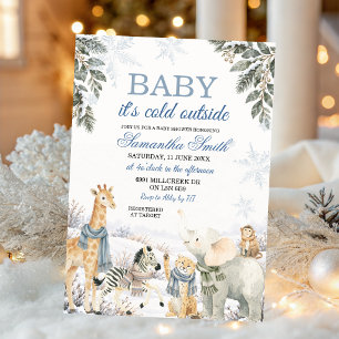 Convite Chá de Bebê Safari de Inverno Baby It's Cold Outsi