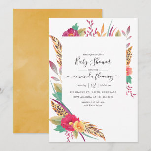Convite Chá de Bebê Safari Floral em Aquarela