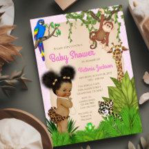 Chá de Bebê Safari Menina de Cabelo Afro