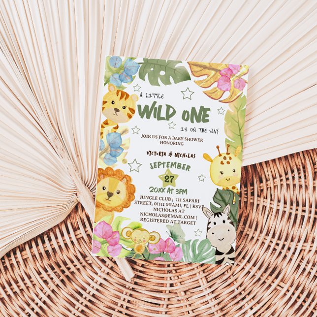 Convite Chá de Bebê Safari Neutro em Gênero Wild One (Criador carregado)
