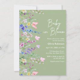 Convite Chá de Bebê Sage Green Spring Baby in Bloom