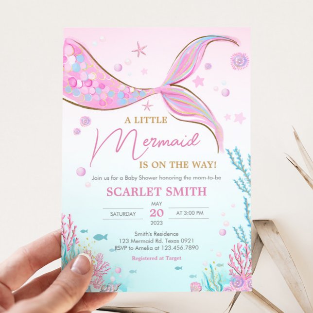 Convite Chá de Bebê Sereia  (Under the Sea Baby Shower Invitation)