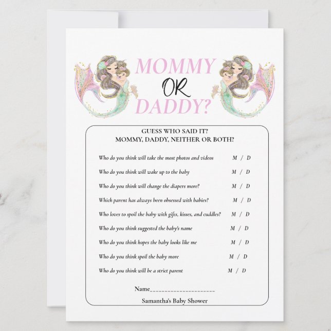 Convite Chá de Bebê Sereia Debaixo do mar. (Frente)