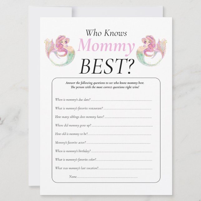 Convite Chá de Bebê Sereia Mamãe Bebê Sob o Mar (Frente)