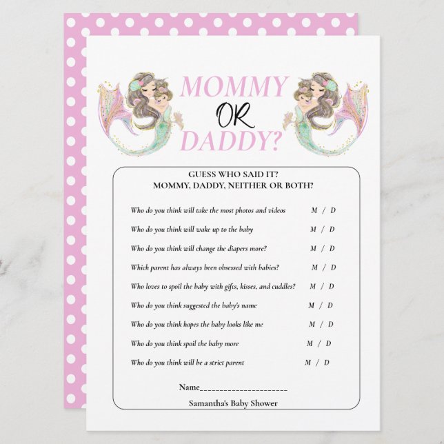 Convite Chá de Bebê Sereia Marrom Debaixo do mar. (Frente/Verso)